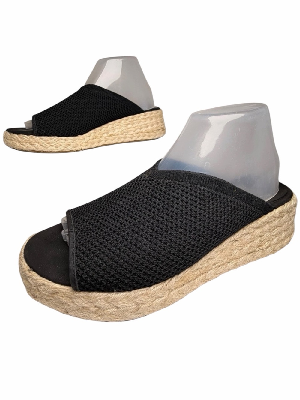 Eileen Fisher‎ Tali Recycled Stretch Knit Wedge Espadrilles Black 9.5